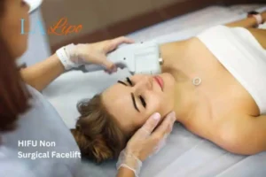 Woman having Hi-Fu to reduce wrinkles Teddington.