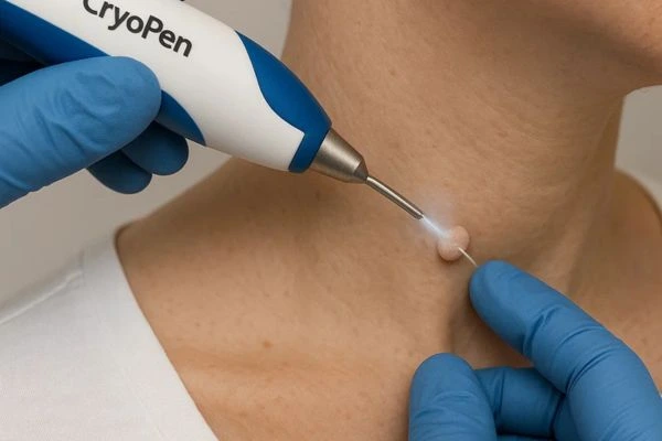 Person receiving Cryotherapy skin tag removal Teddington
