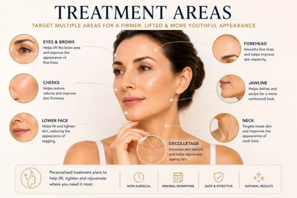 Areas of treatment for the ultimate lift tighten treatment Teddington